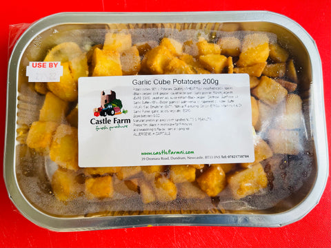 Diced seasoned potato cubes with garlic butter